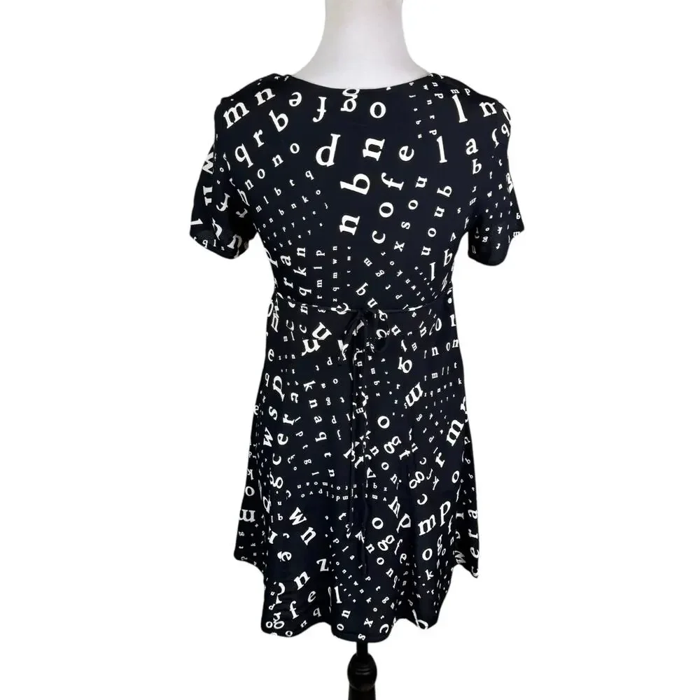 Laundry by Shelli Segal Vintage Black & White Alphabet Mini Dress - Picture 3 of 11